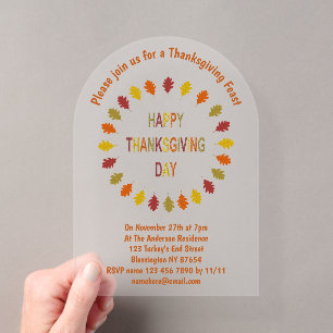Invitaciones Acrílicas Hojas de roble de Acción de Gracias personalizadas