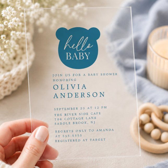 Invitaciones Acrílicas Hola Oso Bebé Shower de Bebé (Subido por el creador)