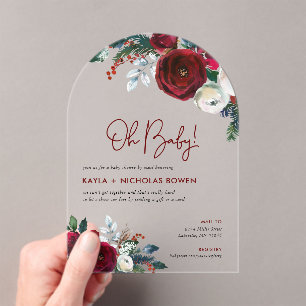 Invitaciones Acrílicas Holiday Floral Baby Shower por correo