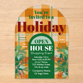 Invitaciones Acrílicas Holiday open house business shopping event