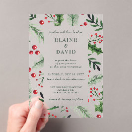 Invitaciones Acrílicas Holly Berries Navidades Boda de Invierno