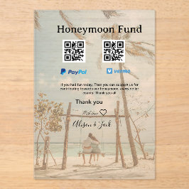 Invitaciones Acrílicas Honeymoon fund venomo paypal donation Q R couple