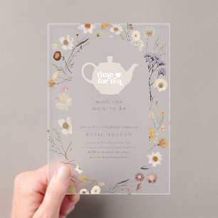 Invitaciones Acrílicas Hora del Té con Mamá para Ser Duche de Bebé