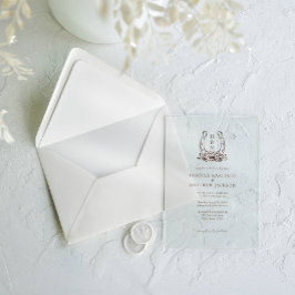 Invitaciones Acrílicas Horseshoe y floral País occidental Boho Boda