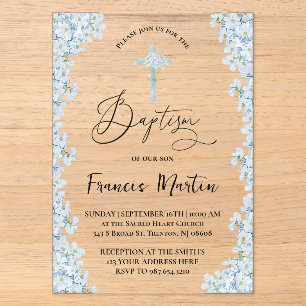 Invitaciones Acrílicas Hortensia Bautismo