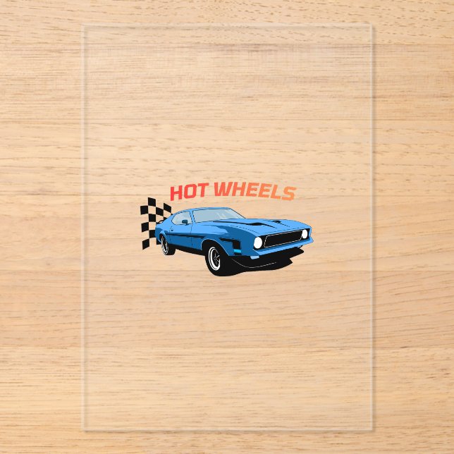 Invitaciones Acrílicas Hot Wheels: velocidad, estilo y potencia (Anverso)