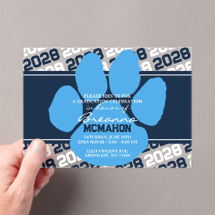 Invitaciones Acrílicas Huella de amarre y azul claro