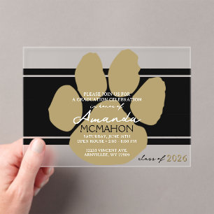 Invitaciones Acrílicas Huella única de oro negro y bronce