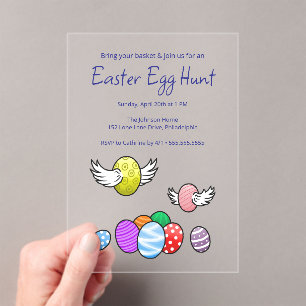 Invitaciones Acrílicas Huevos de Pascua voladores