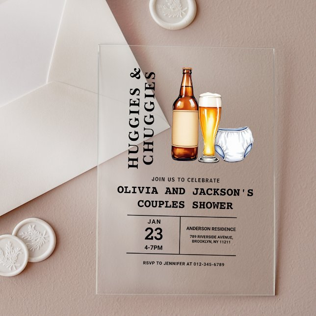 Invitaciones Acrílicas Huggies y Chuggies Parejas Baby Shower (Subido por el creador)