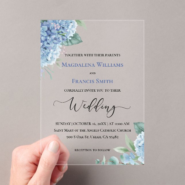 Invitaciones Acrílicas Hydrangea acuarela | boda  (Insitu (portátil))