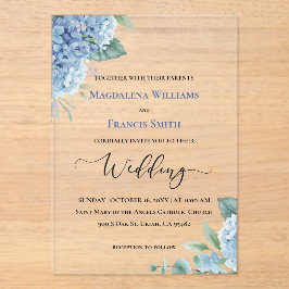 Invitaciones Acrílicas Hydrangea acuarela | boda 