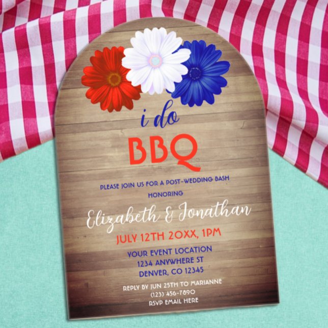 Invitaciones Acrílicas I Do BBQ Patriotic Floral Post-Boda (Subido por el creador)
