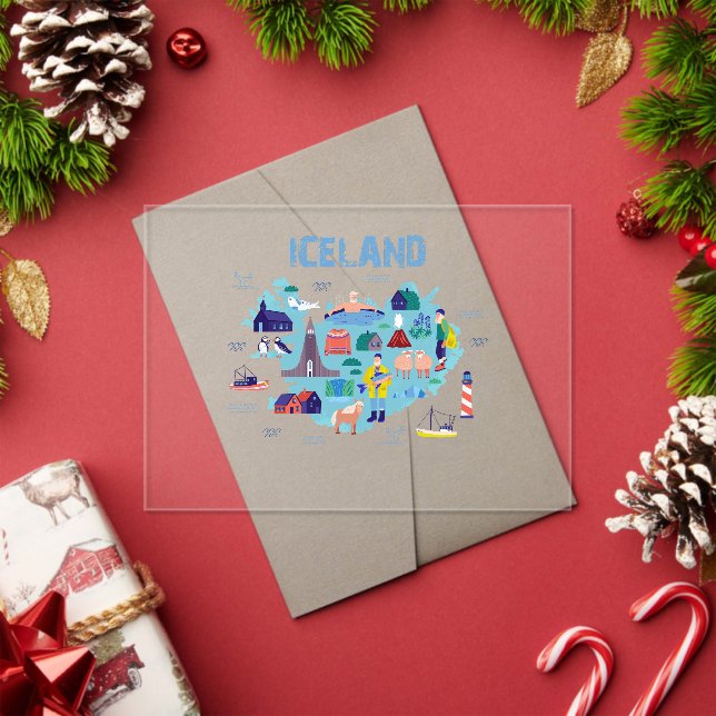 Invitaciones Acrílicas Iceland map (Insitu (Vacaciones))