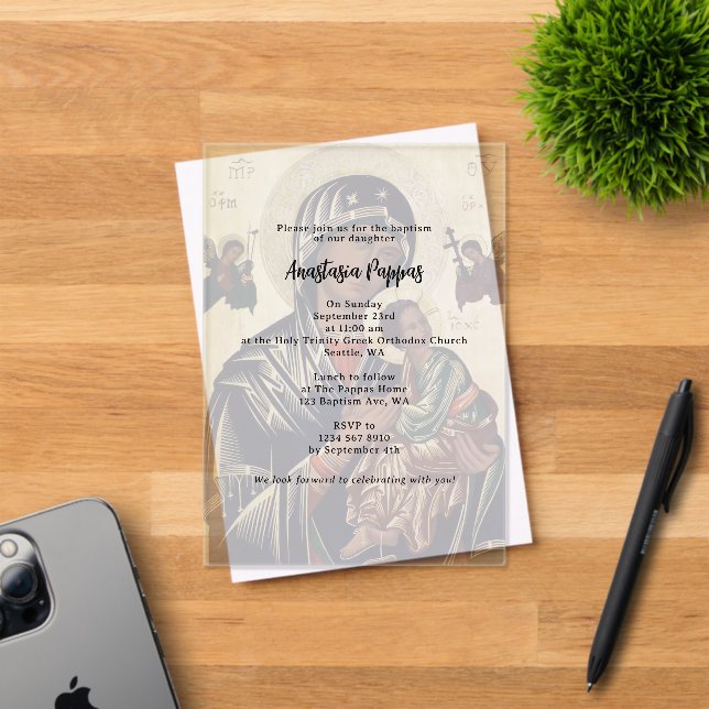 Invitaciones Acrílicas Icono de la cristiandad ortodoxa griega (Insitu (Tarjeta de Invitación))