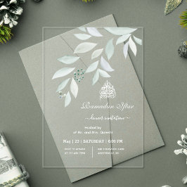 Invitaciones Acrílicas Iftar botánico acuarela Ramadan