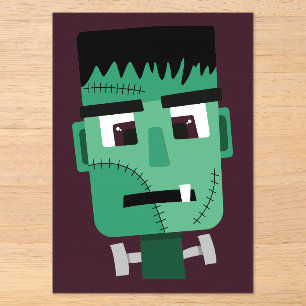Invitaciones Acrílicas Ilustración del Monstruo de Frankenstein