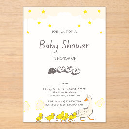 Invitaciones Acrílicas Ilustración Minimalista de Baby Shower de Pato Ado