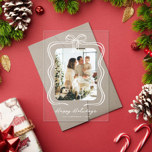 Invitaciones Acrílicas Ilustracion White Bow Foto Felices Fiestas
