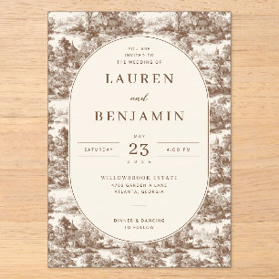 Invitaciones Acrílicas Ilustraciones Elegantes Vintage en Sepia