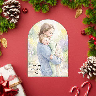 Invitaciones Acrílicas Impresión de acuarela personalizada de madre y beb