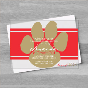 Invitaciones Acrílicas Impresión única de graduación de oro rojo y bronce