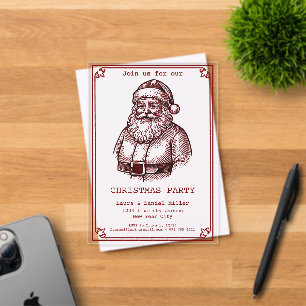 Invitaciones Acrílicas Impresiones de la Navidad pasada: Santa vintage