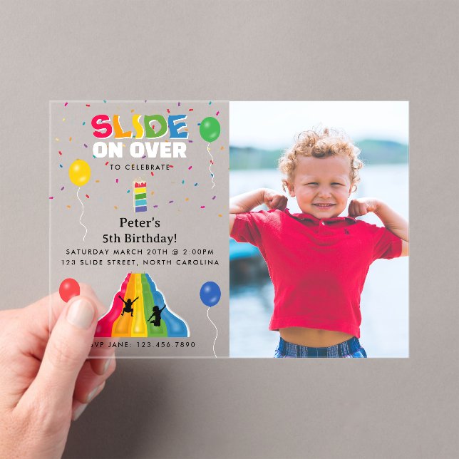 Invitaciones Acrílicas Indoor Slide Park Kids Playground Birthday Photo (Insitu (portátil))