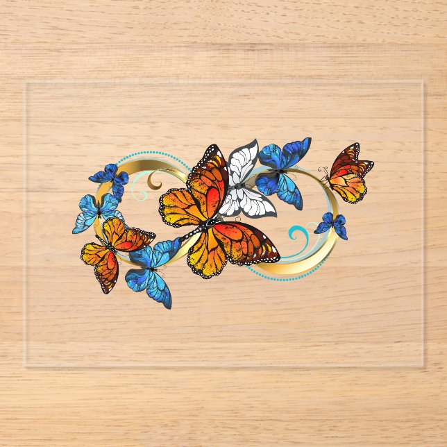 Invitaciones Acrílicas Infinidad de Mariposas Monarca (Anverso)