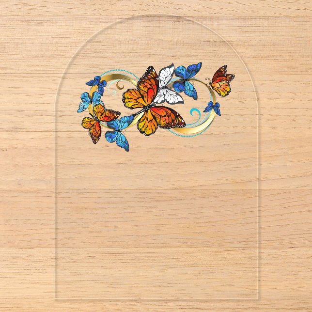 Invitaciones Acrílicas Infinidad de Mariposas Monarca (Anverso)