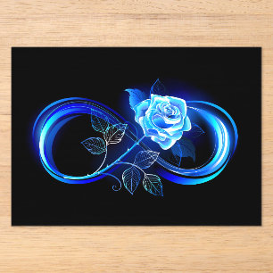 Invitaciones Acrílicas Infinito brillante con rosa azul