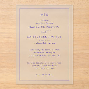 Invitaciones Acrílicas Iniciales de Marina Sofisticadas