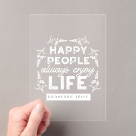 Invitaciones Acrílicas Inspirational Christian Quote from Proverbs 15:15