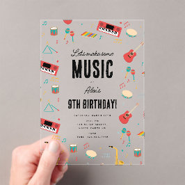 Invitaciones Acrílicas Instrumentos musicales Fiesta de cumpleaños temáti