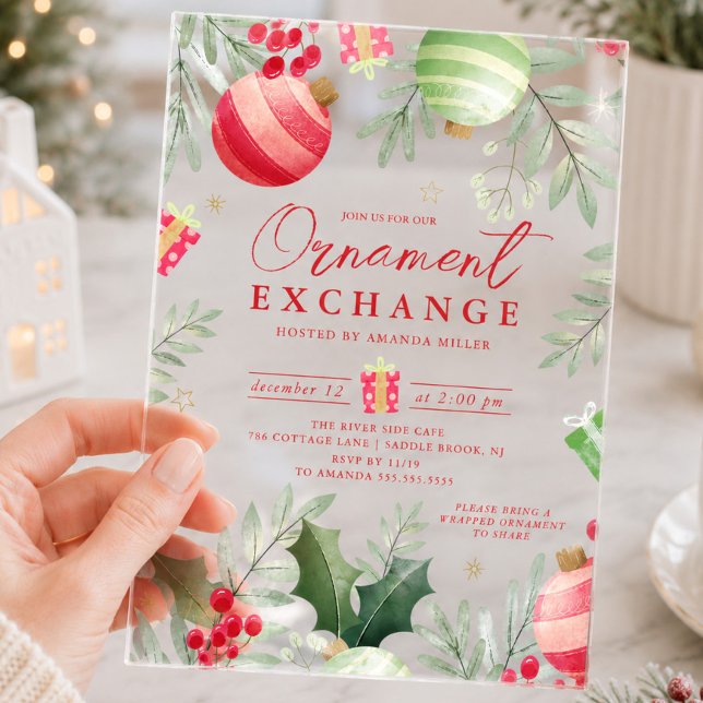 Invitaciones Acrílicas Intercambio de Adornos Navideños (Subido por el creador)