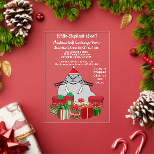 Invitaciones Acrílicas Intercambio de Regalos de Navidad del Foca Elefant