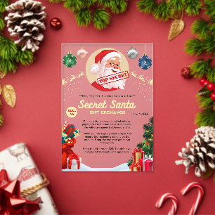 Invitaciones Acrílicas Intercambio de Regalos de Santa Secreto Fiesta de