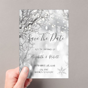 Invitaciones Acrílicas Invierno Maravilloso, Copos de Nieve Guarden la Fe