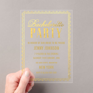 Invitaciones Acrílicas Invitan a Fiesta de la noche de la Bachelorette Go
