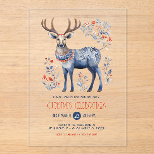 Invitaciones Acrílicas Invitan a Fiesta de Navidades de renos populares e