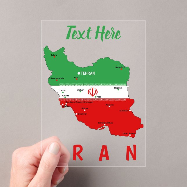 Invitaciones Acrílicas Iran Map with Flag and Emblem (Insitu (portátil))
