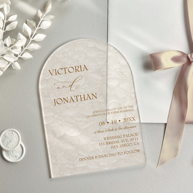 Invitaciones Acrílicas Ivory Beige Elegant Boda simple (Subido por el creador)