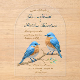Invitaciones Acrílicas Ivory Pastel Lovebirds Romantic Bluebirds Boda