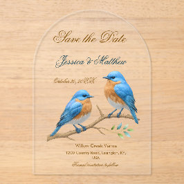 Invitaciones Acrílicas Ivory Pastel Lovebirds Romantic Bluebirds Boda