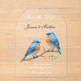 Invitaciones Acrílicas Ivory Pastel Lovebirds Romantic Bluebirds Boda
