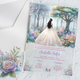 Invitaciones Acrílicas Jardín encantado Quinceañera