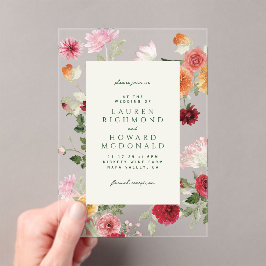 Invitaciones Acrílicas Jardín Floral de Primavera Acuarela Boda Minimalis