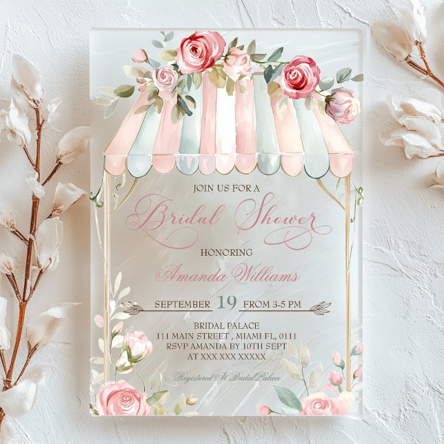 Invitaciones Acrílicas Jardín Floral Elegante Ducha Bridal (Subido por el creador)