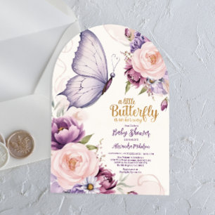 Invitaciones Acrílicas Jardín Romántico de Mariposas: Baby Shower