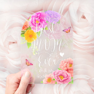 Invitaciones Acrílicas Jardín Romántico de Peonías Día de la Madre